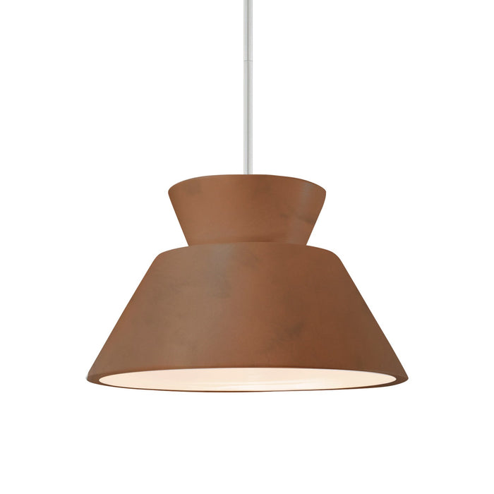 Justice Designs CER-6420-TERA-NCKL-RIGID One Light Pendant, Terra Cotta