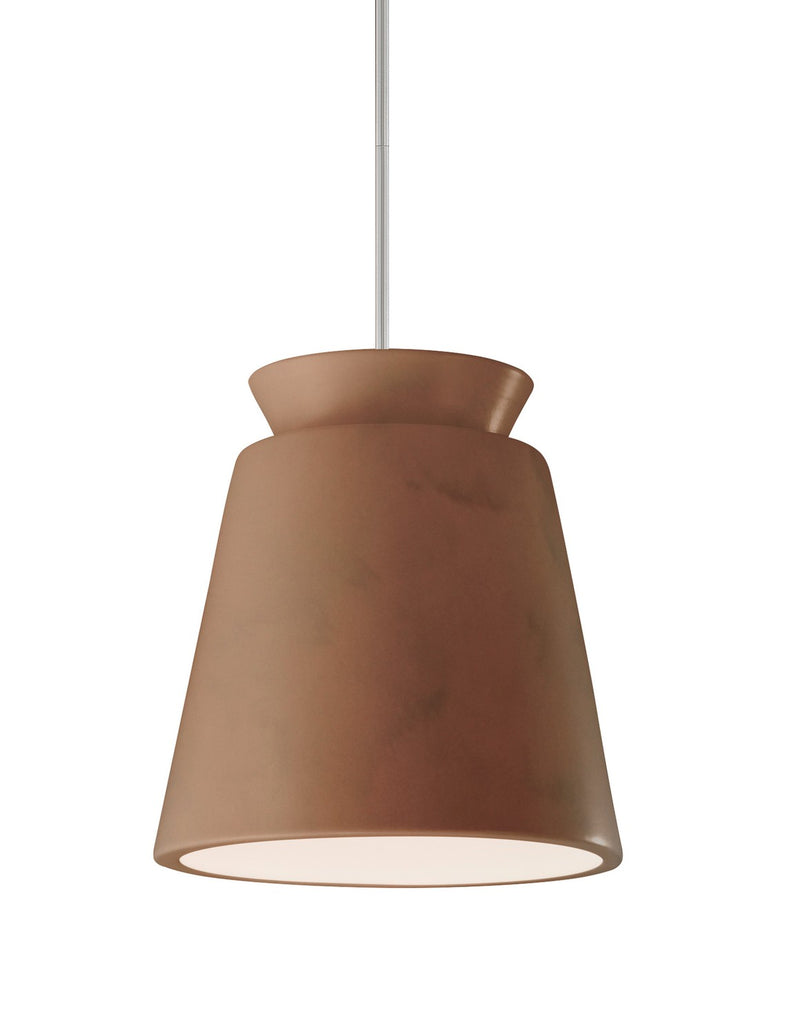 Justice Designs CER-6425-TERA-NCKL-RIGID One Light Pendant, Terra Cotta