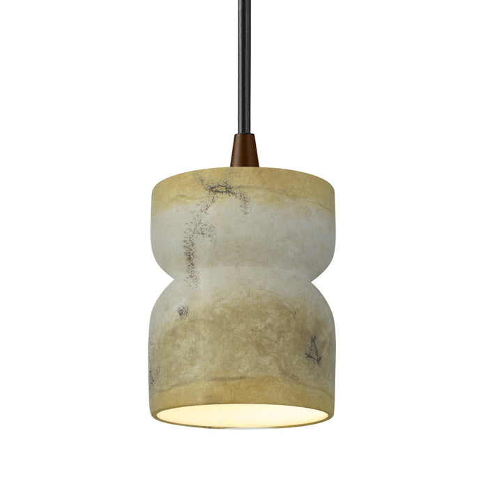 Justice Designs CER-6500-TRAG-DBRZ-BKCD One Light Pendant, Greco Travertine