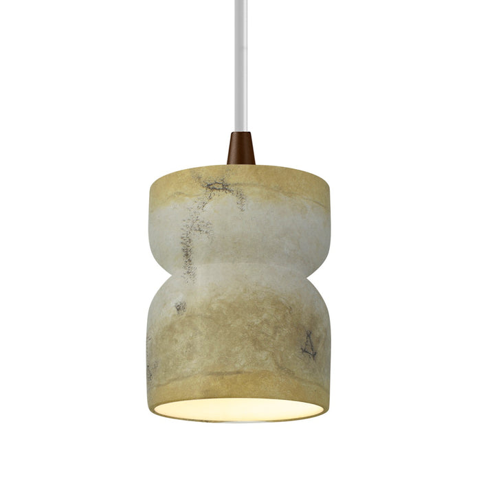 Justice Designs CER-6500-TRAG-DBRZ-WTCD One Light Pendant, Greco Travertine