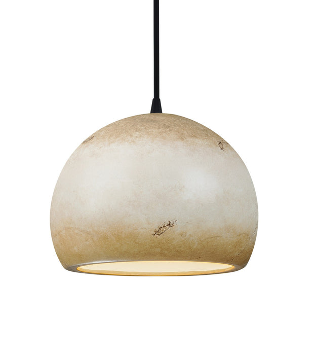 Justice Designs CER-6533-TRAG-MBLK-BKCD One Light Pendant, Greco Travertine