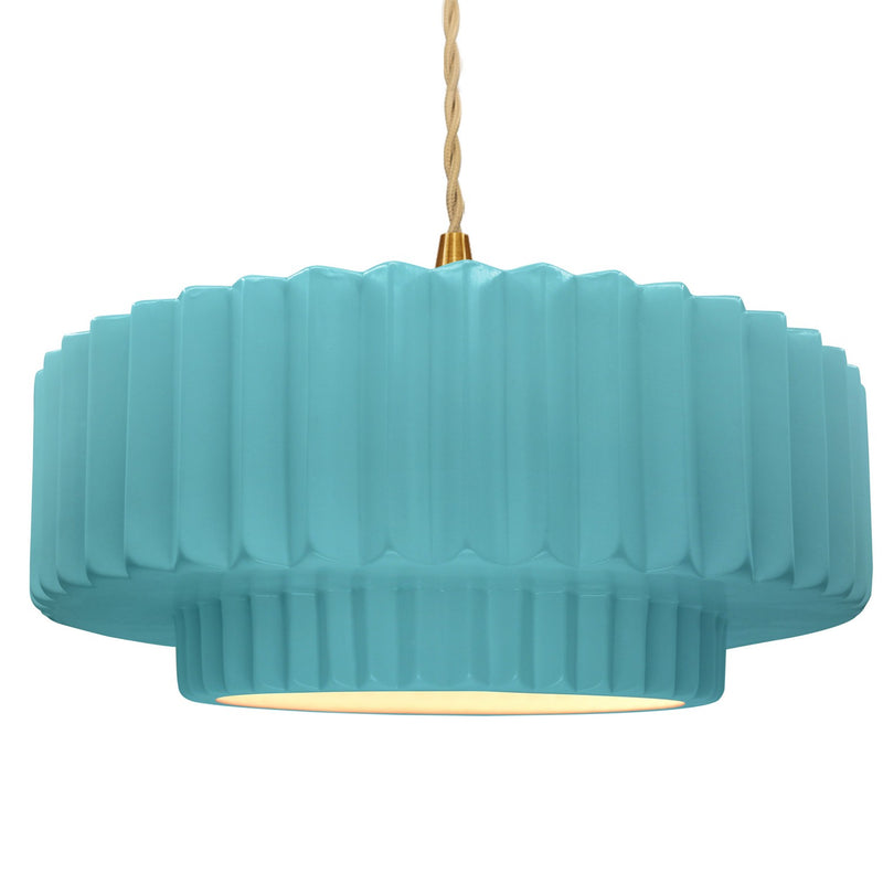 Justice Designs CER-6555-RFPL-BRSS-BEIG-TWST One Light Pendant, Reflecting Pool