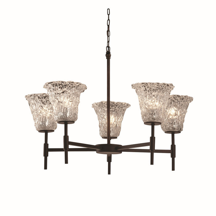 Justice Designs GLA-8410-20-LACE-DBRZ Five Light Chandelier, Dark Bronze