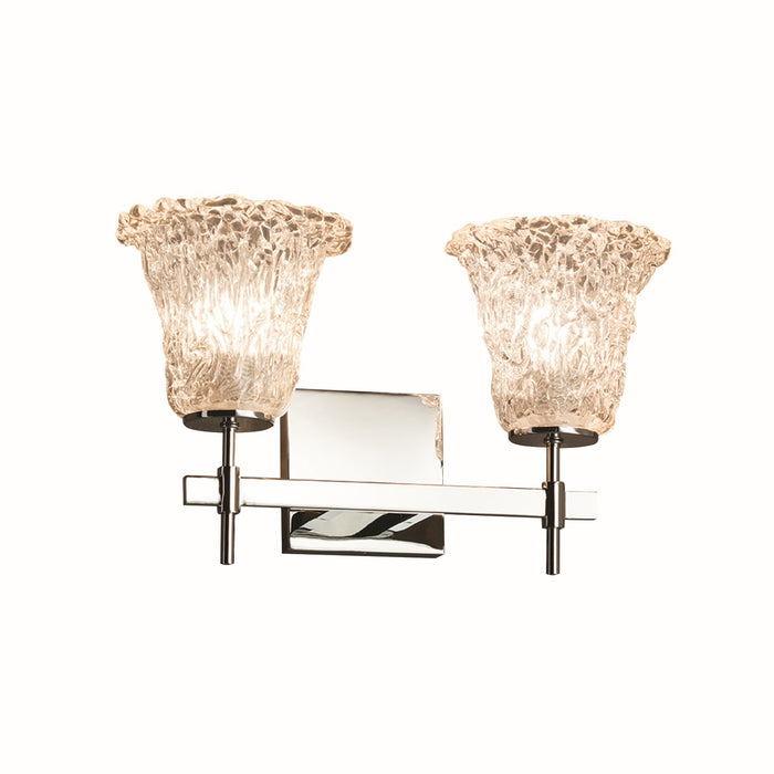 Justice Designs GLA-8412-20-LACE-CROM Two Light Bath Bar, Polished Chrome