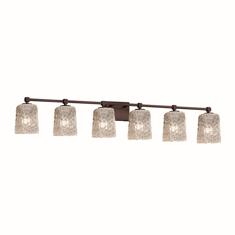 Justice Designs GLA-8426-26-CLRT-DBRZ Six Light Bath Bar, Dark Bronze