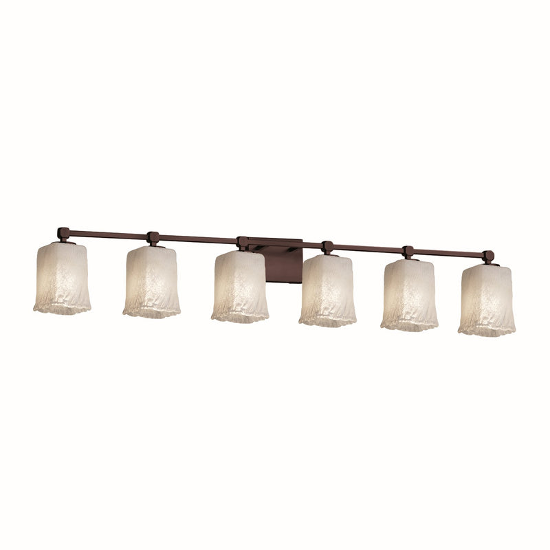 Justice Designs GLA-8426-26-WHTW-DBRZ Six Light Bath Bar, Dark Bronze