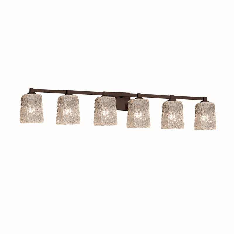 Justice Designs GLA-8436-26-CLRT-DBRZ Six Light Bath Bar, Dark Bronze