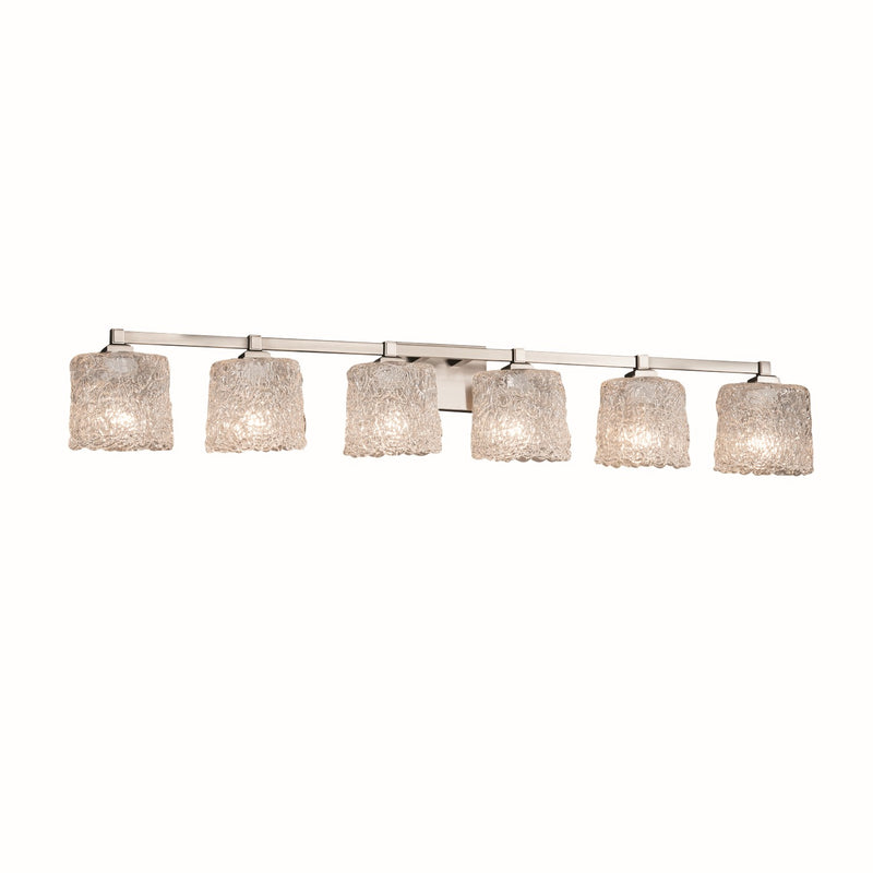Justice Designs GLA-8436-30-LACE-NCKL Six Light Bath Bar, Brushed Nickel