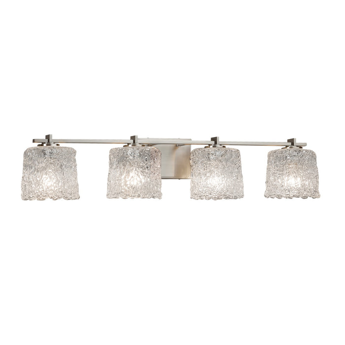 Justice Designs GLA-8444-30-LACE-NCKL Four Light Bath Bar, Brushed Nickel