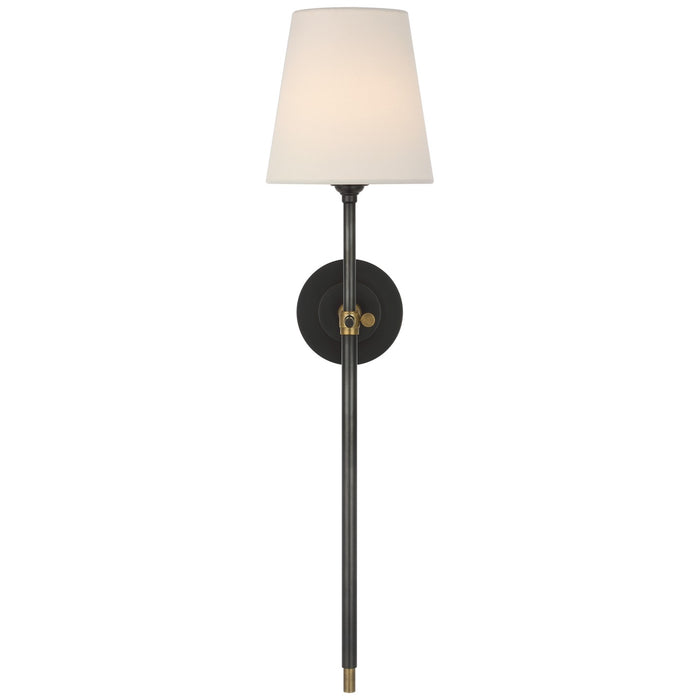 Visual Comfort Signature TOB 2044BZ/HAB-L-CL LED Wall Sconce, Bronze and Hand-Rubbed Antique Brass