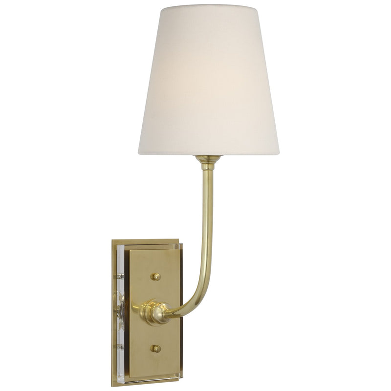 Visual Comfort Signature TOB 2189HAB-L-CL LED Wall Sconce, Hand-Rubbed Antique Brass
