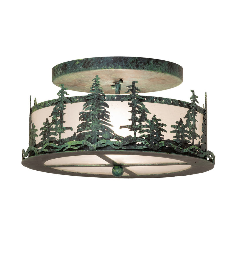 Meyda Tiffany 284141 Two Light Flushmount, Handpainted Craftsman Verdigris