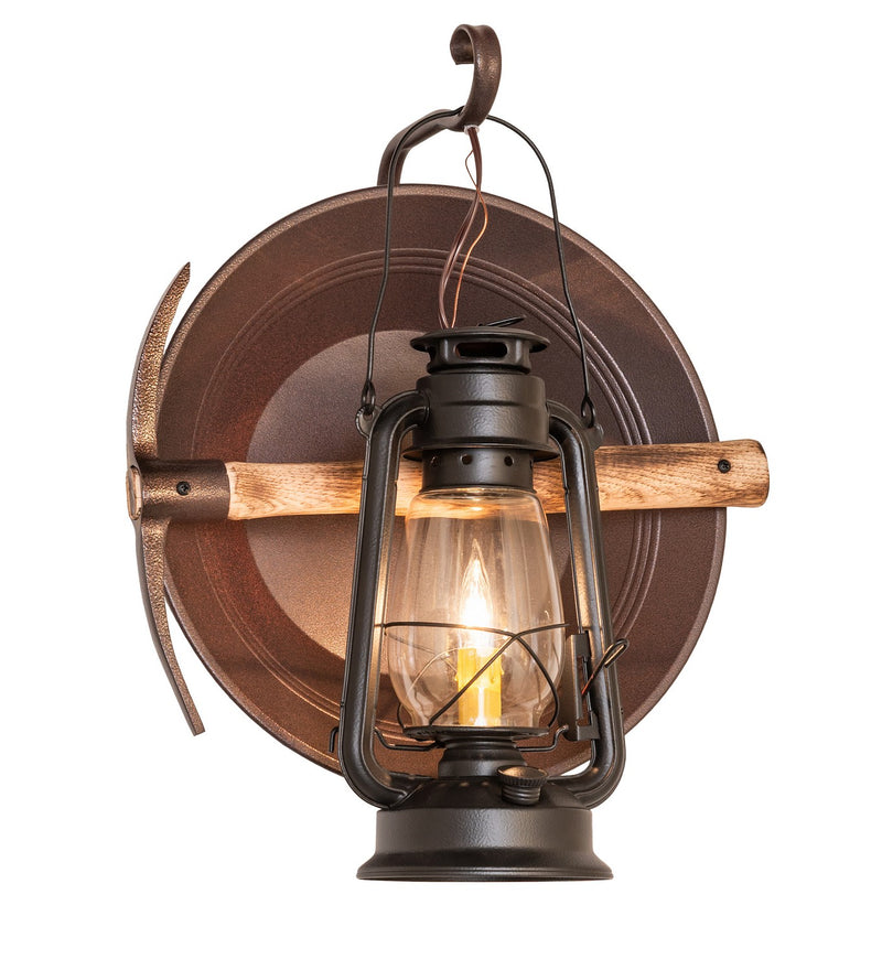 Meyda Tiffany 288031 One Light Wall Sconce, Black Satin Wrought Iron & Distressed Rust
