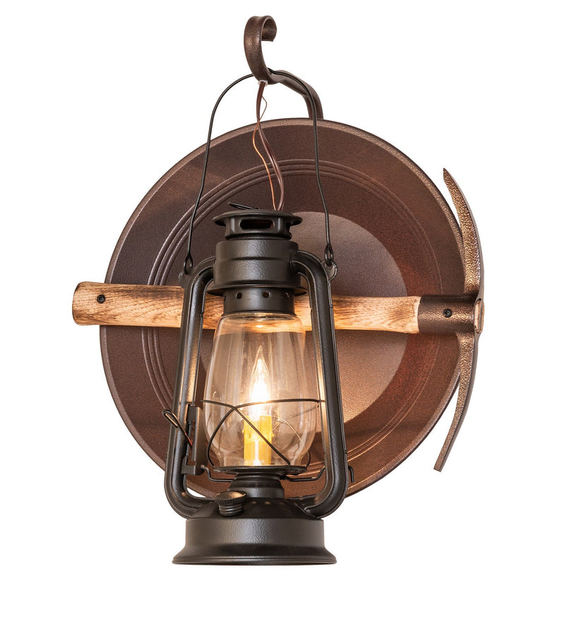 Meyda Tiffany 285730 One Light Wall Sconce, Black Satin Wrought Iron & Distressed Rust