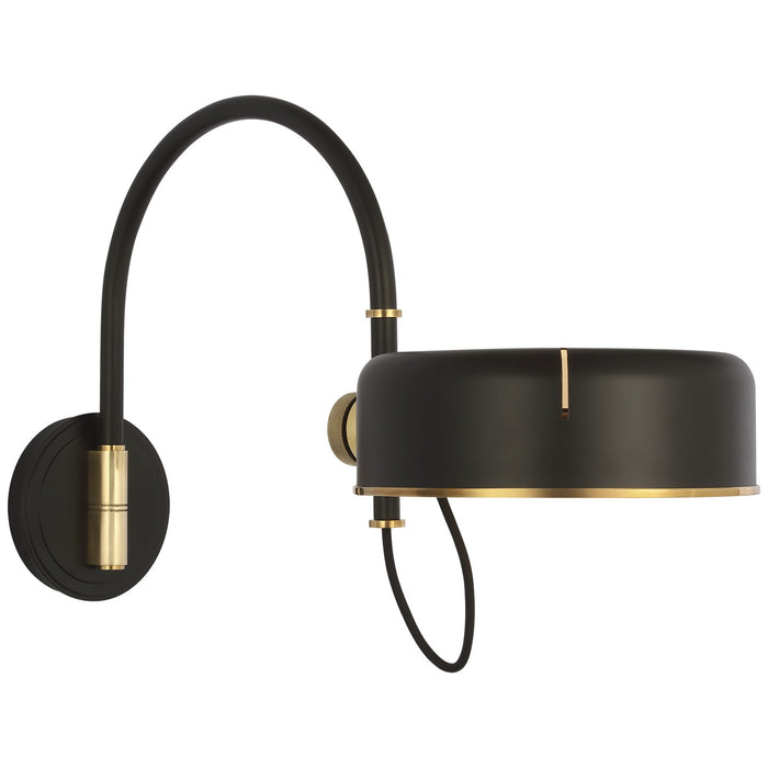 Visual Comfort Signature TOB 2132MI/HAB-MI LED Wall Sconce, Modern Iron and Hand-Rubbed Antique Brass