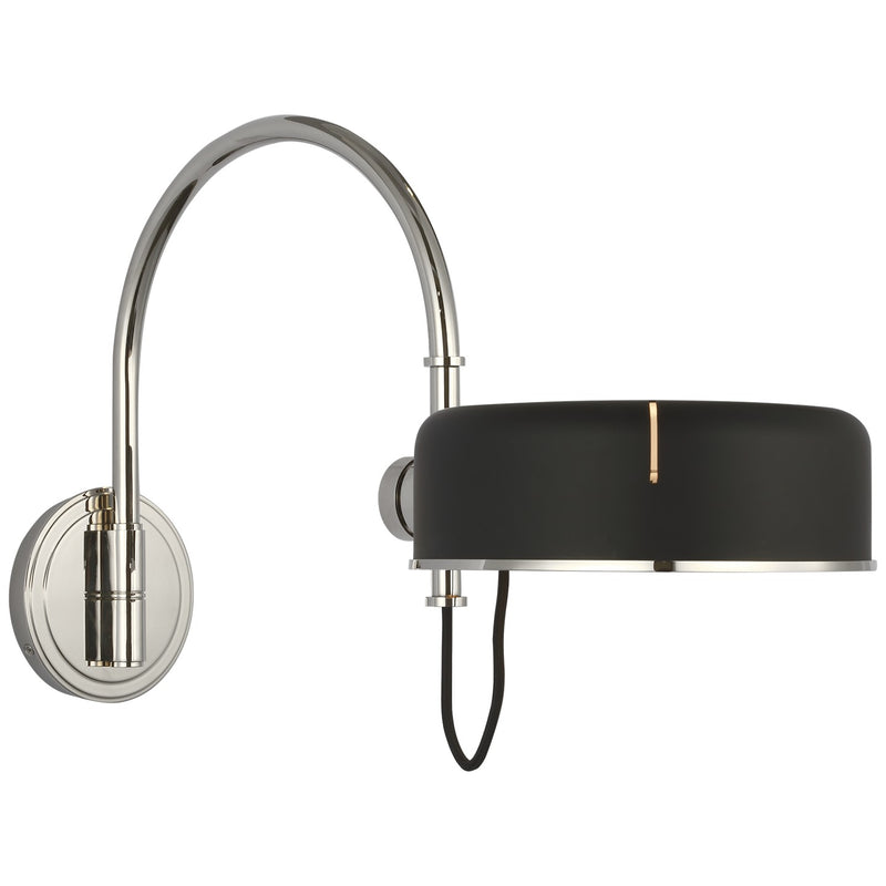 Visual Comfort Signature TOB 2132PN-BLK LED Wall Sconce, Polished Nickel