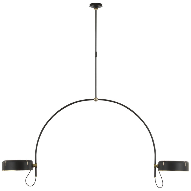 Visual Comfort Signature TOB 5132MI/HAB-MI LED Pendant, Modern Iron and Hand-Rubbed Antique Brass