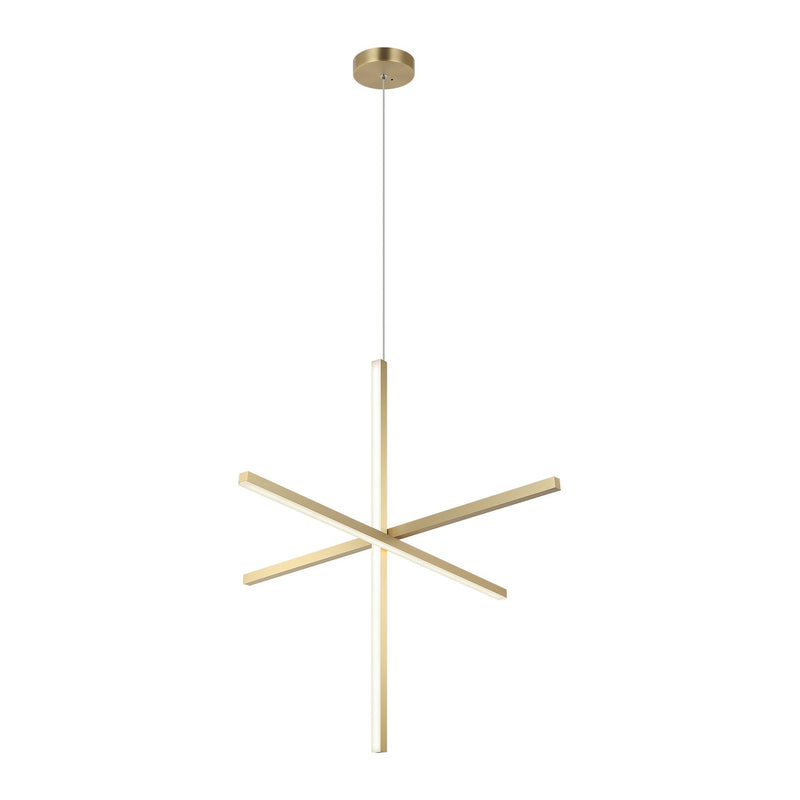 Matteo Lighting C38936BG Three Light Pendant, Brushed Gold