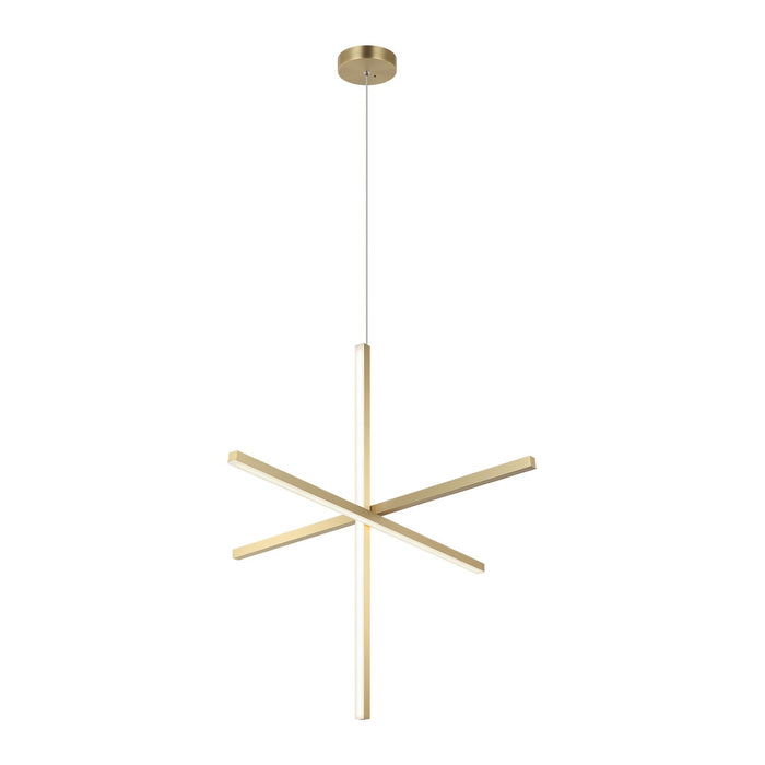 Matteo Lighting C38936BG Three Light Pendant, Brushed Gold