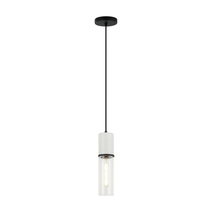 Matteo Lighting C39911MB One Light Pendant, Matte Black + White Marble