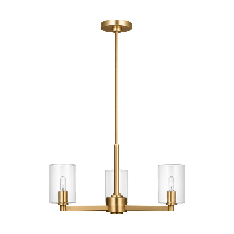 Visual Comfort Studio 3164203C-848 Three Light Chandelier, Satin Brass
