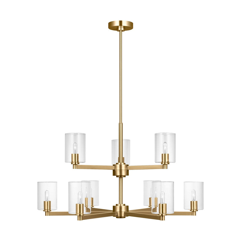 Visual Comfort Studio 3164209C-848 Nine Light Chandelier, Satin Brass
