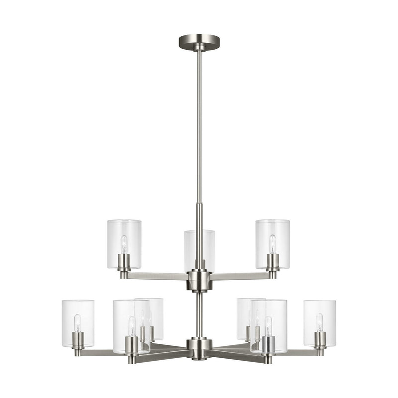 Visual Comfort Studio 3164209C-962 Nine Light Chandelier, Brushed Nickel