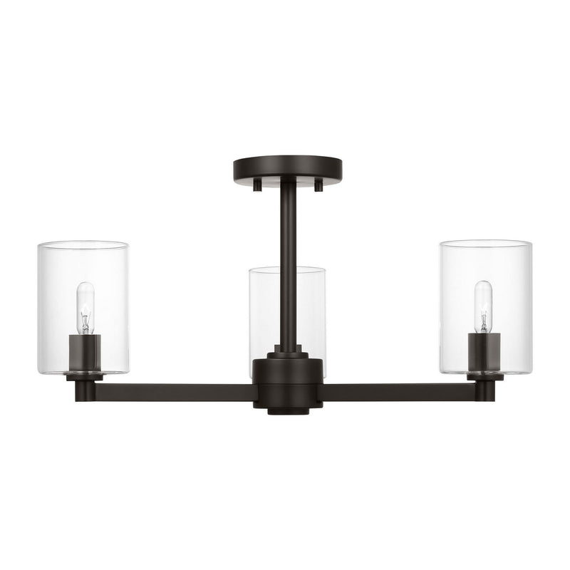 Visual Comfort Studio 7764203C-112 Three Light Semi-Flush Mount, Midnight Black