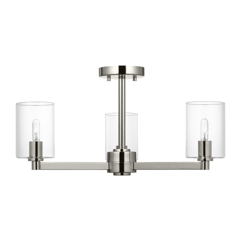 Visual Comfort Studio 7764203C-962 Three Light Semi-Flush Mount, Brushed Nickel