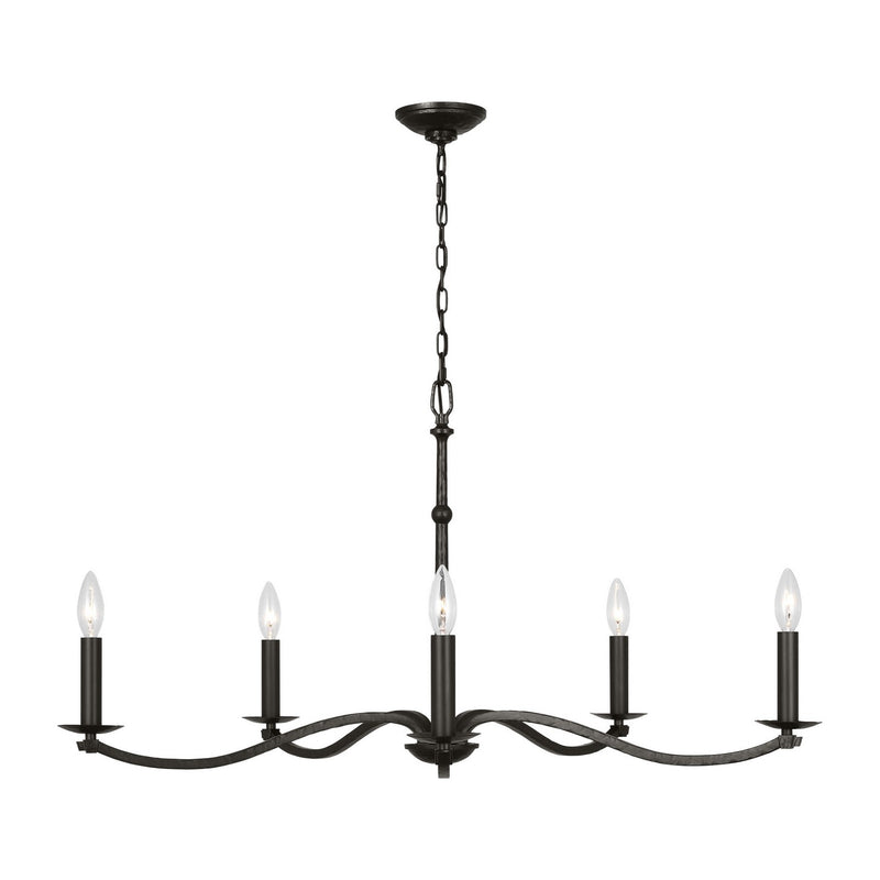 Visual Comfort Studio CC1755AI Five Light Chandelier, Aged Iron