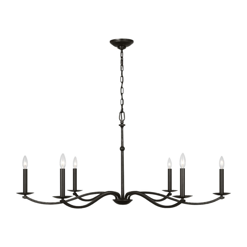Visual Comfort Studio CC1766AI Six Light Chandelier, Aged Iron