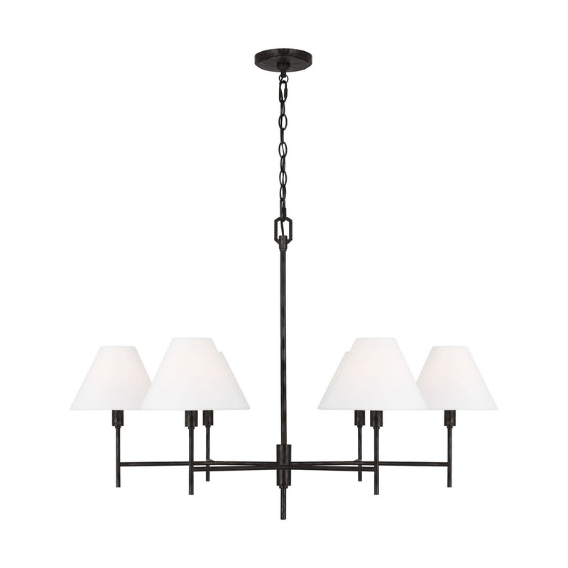 Visual Comfort Studio CC1776AI Six Light Chandelier, Aged Iron