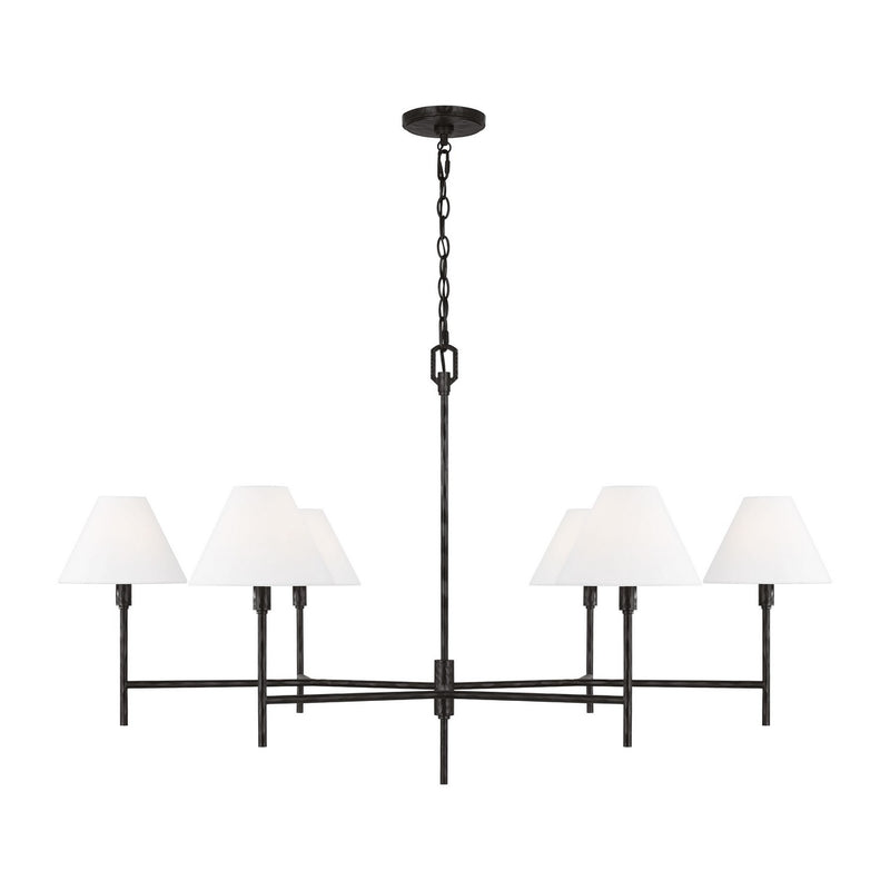 Visual Comfort Studio CC1786AI Six Light Chandelier, Aged Iron