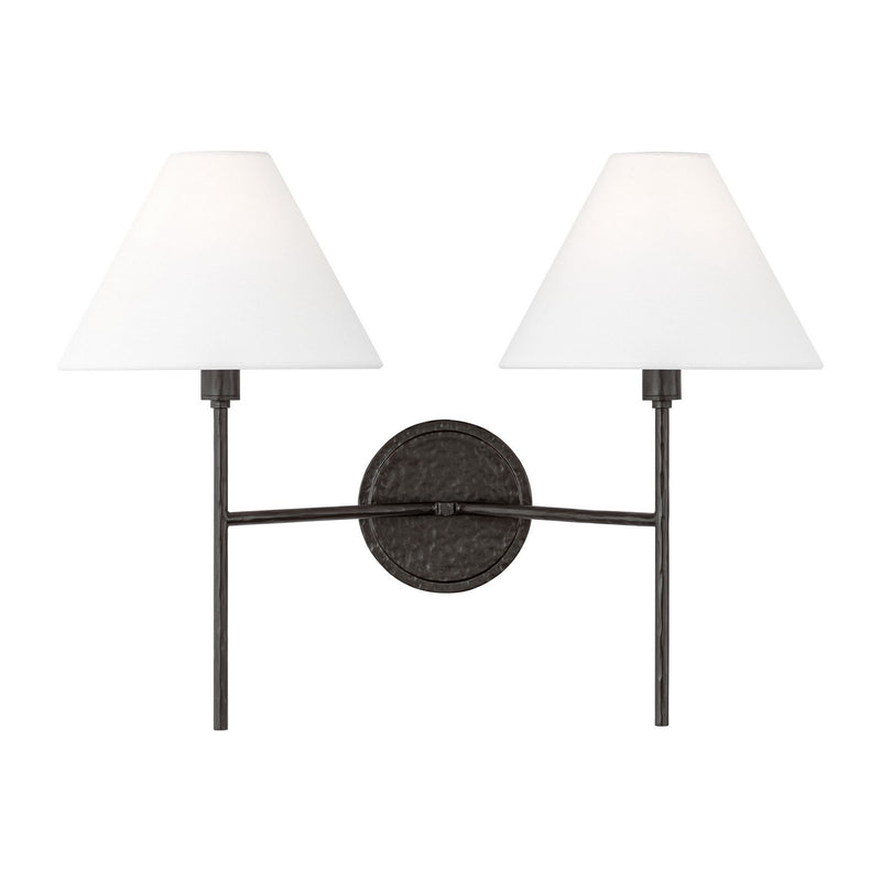 Visual Comfort Studio CW1382AI Two Light Wall Sconce, Aged Iron