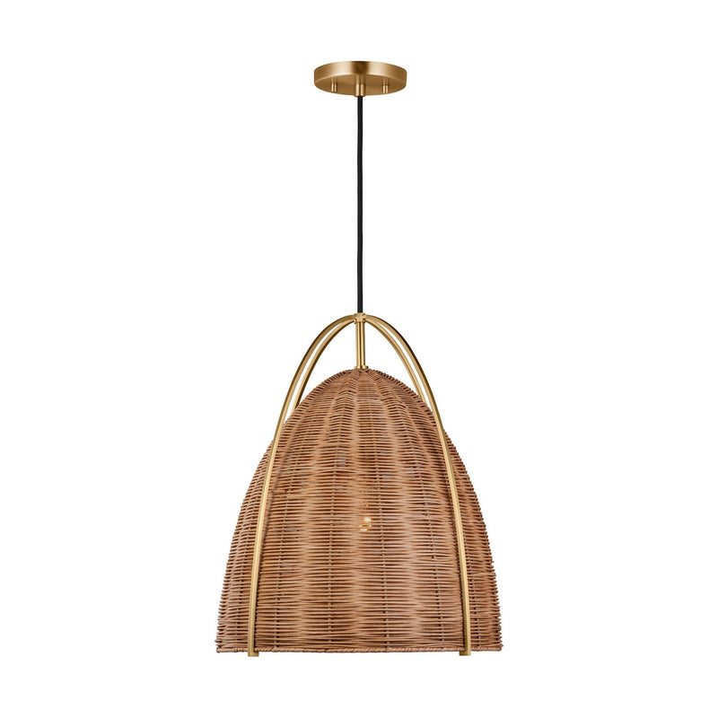 Visual Comfort Studio GLP1071BBS-BRTN One Light Pendant, Blonde Rattan