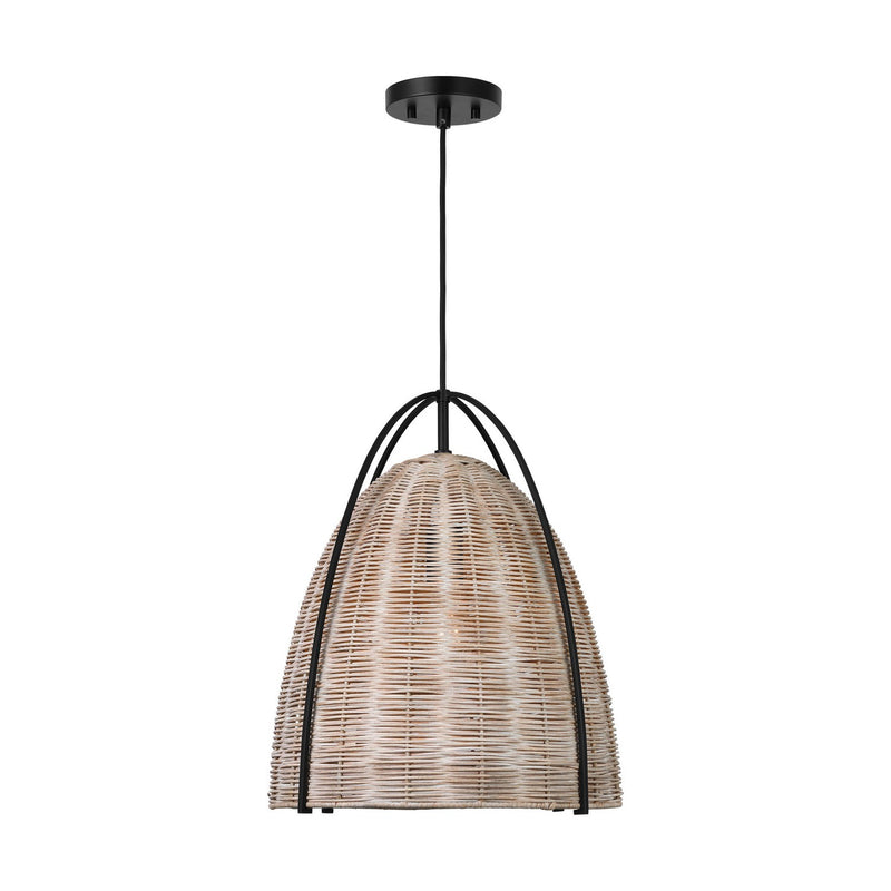 Visual Comfort Studio GLP1071MBK-ASW One Light Pendant, Ash Wicker