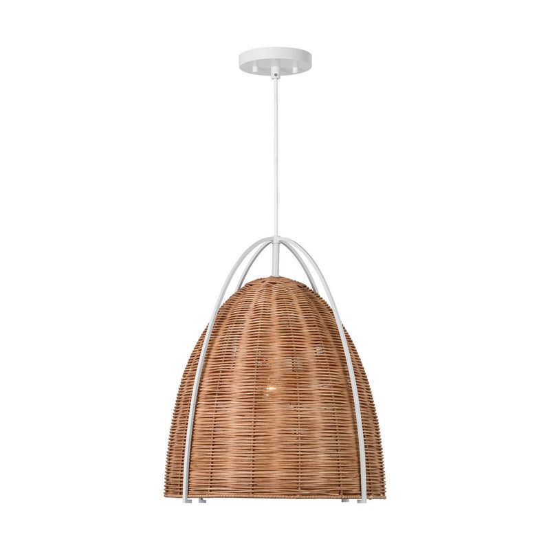 Visual Comfort Studio GLP1071MWT-BRTN One Light Pendant, Chalk Wicker
