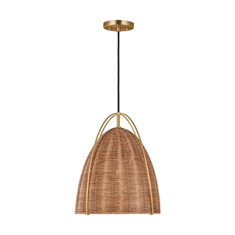 Visual Comfort Studio GLP1081BBS-BRTN One Light Pendant, Blonde Rattan
