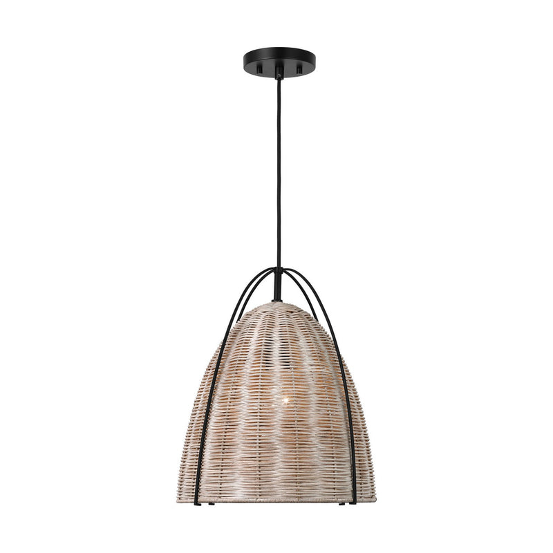 Visual Comfort Studio GLP1081MBK-ASW One Light Pendant, Ash Wicker