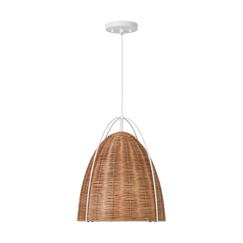 Visual Comfort Studio GLP1081MWT-BRTN One Light Pendant, Blonde Rattan