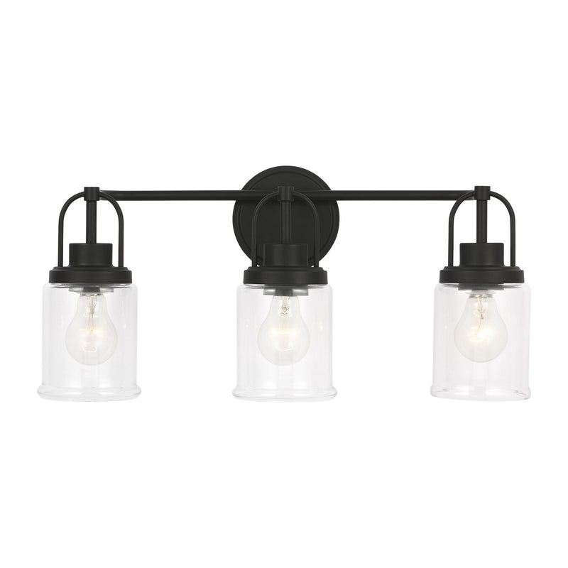 Visual Comfort Studio GLV1073MBK Three Light Vanity, Midnight Black