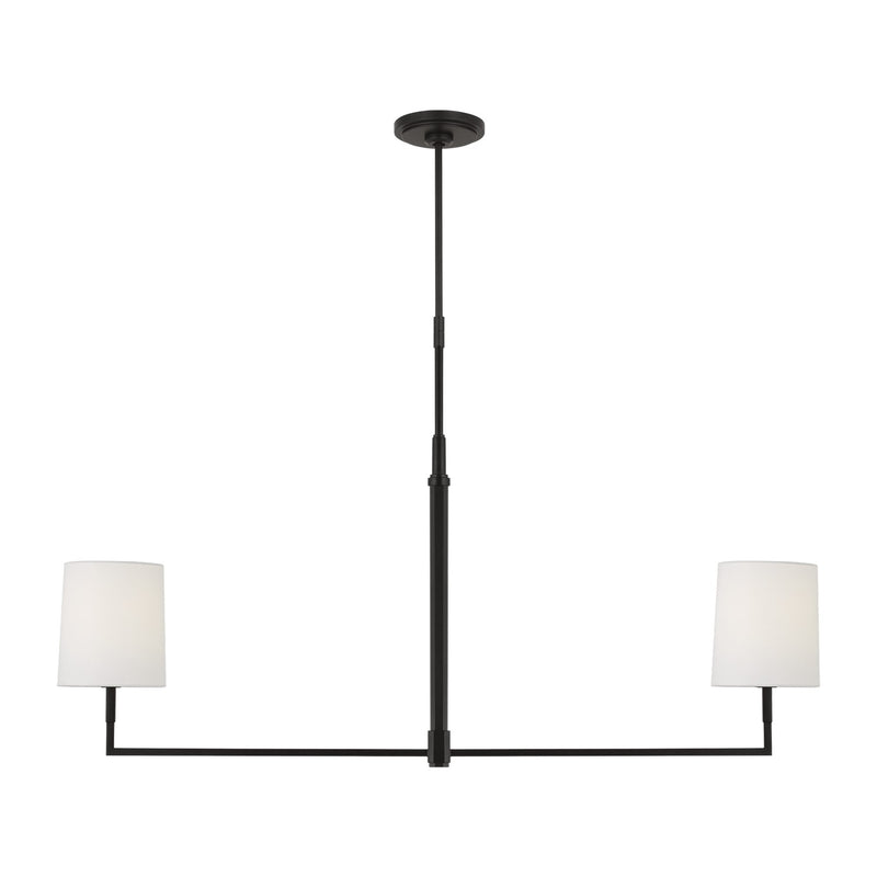 Visual Comfort Studio TC1212AI Two Light Linear Chandelier, Aged Iron