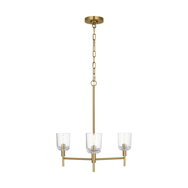 Visual Comfort Studio TFC1143BBS Three Light Chandelier, Burnished Brass