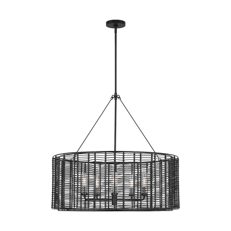 Visual Comfort Studio TFC1155MBK Five Light Chandelier, Midnight Black