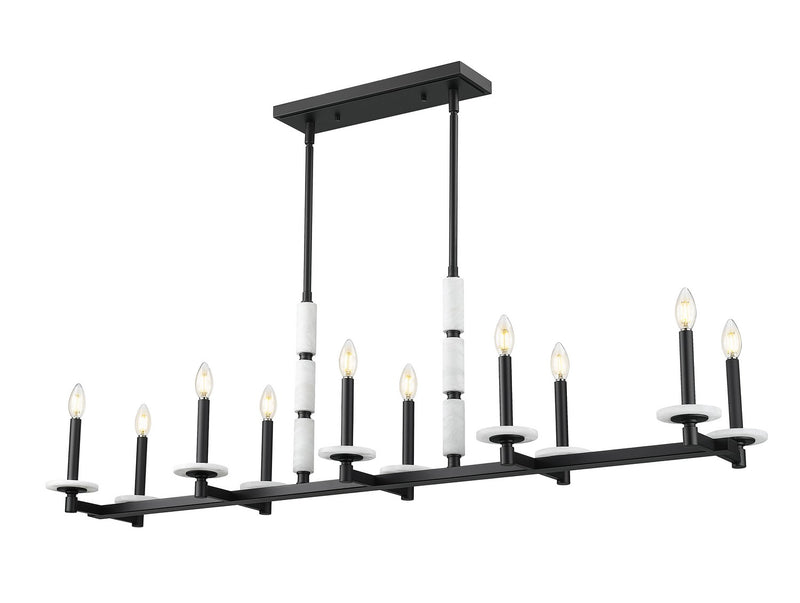 Z-Lite 3045-10L-MB Ten Light Linear Chandelier, Matte Black