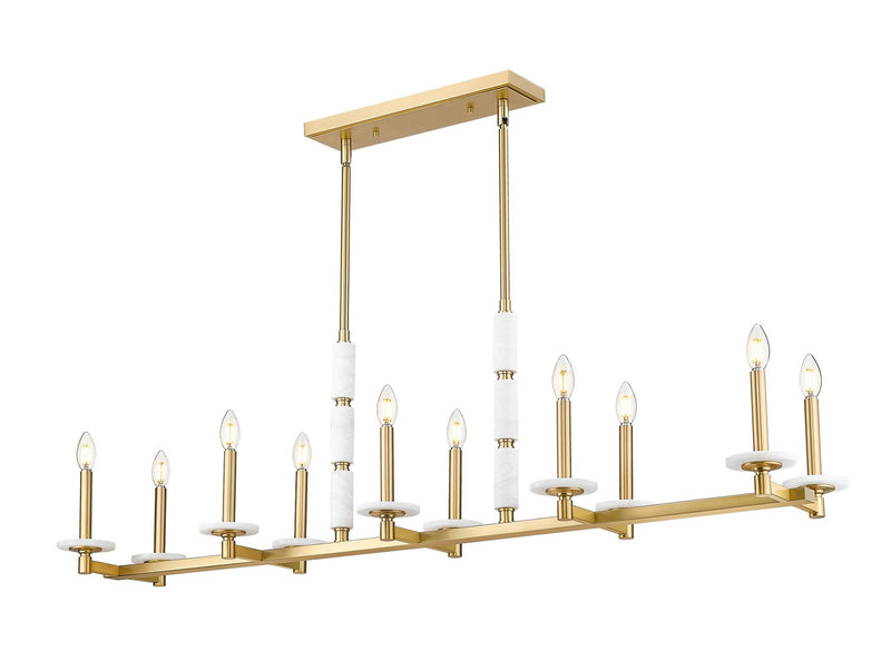 Z-Lite 3045-10L-MGLD Ten Light Linear Chandelier, Modern Gold