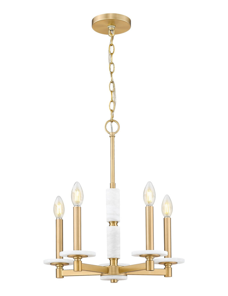 Z-Lite 3045-5MGLD Five Light Chandelier, Modern Gold