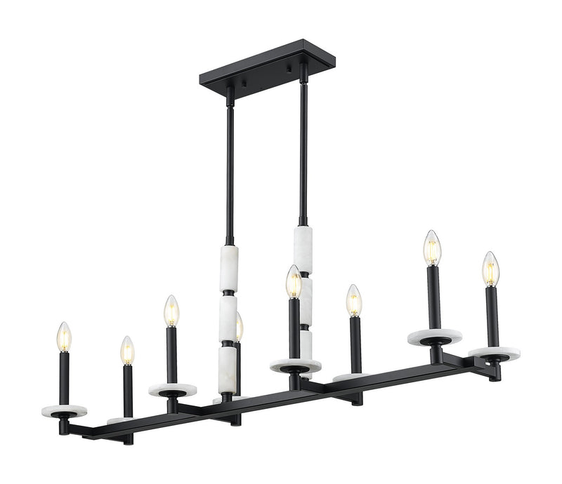 Z-Lite 3045-8L-MB Eight Light Linear Chandelier, Matte Black