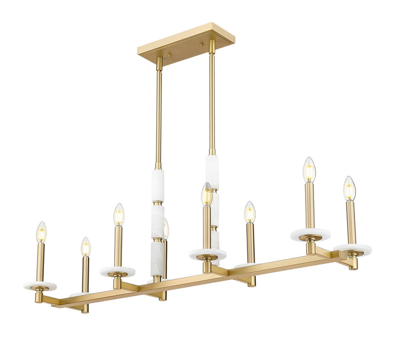 Z-Lite 3045-8L-MGLD Eight Light Linear Chandelier, Modern Gold