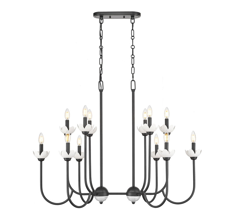 Z-Lite 352-42L-MB 12 Light Linear Chandelier, Matte Black